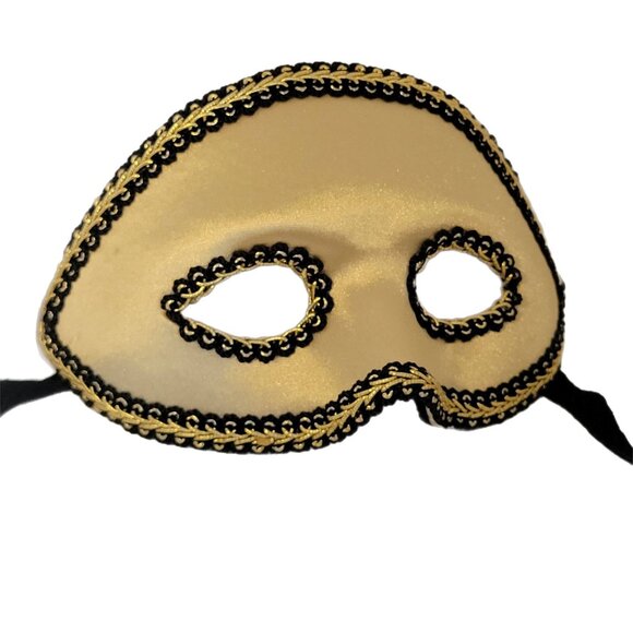 Handmade Costume Mask Gold and Black Masquerade Carnival Mardi Gras Halloween - Picture 1 of 7